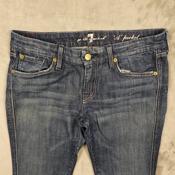 7 For All Mankind “A-Pocket” Bootcut Jeans Women’s 29 Dark Wash Stretch Premium - Picture 2 of 15